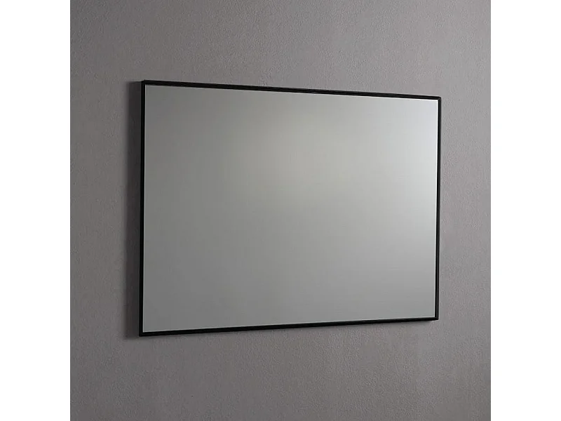 Miroir En Fil De Fer Poli 100X70 Réversible Avec Bordure Noire Mate