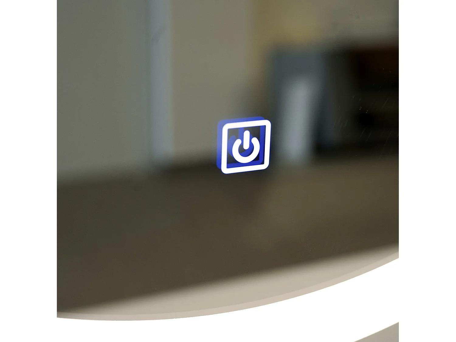 Miroir À Led Arrondi Rétro-Éclairé 75Cm Avec Corniche Et Lacet Noir