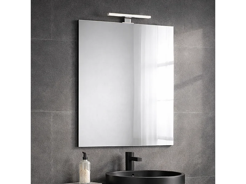 Miroir De Salle De Bains Réversible 80X60 Avec Lampe Chromée De 20Cm