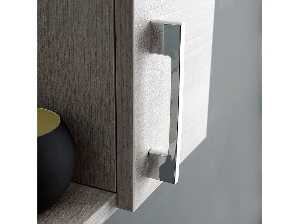 Miroir Avec Unité Murale En Chêne Gris Et Éclairage À Del