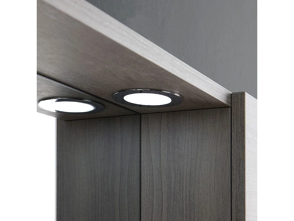 Miroir Avec Unité Murale En Chêne Gris Et Éclairage À Del