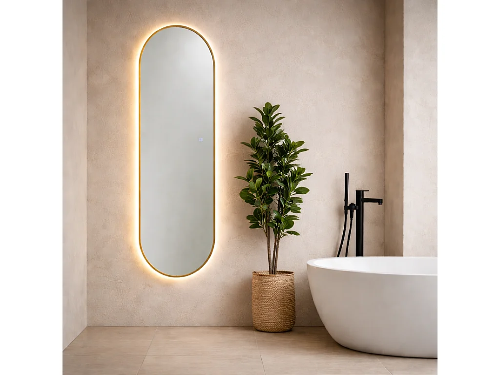Miroir Led Rétro-Éclairé 60X160cm Cadre Effet Laiton