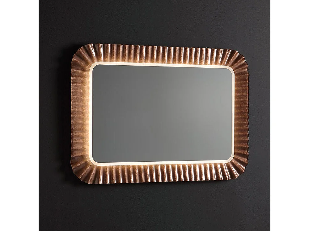 Miroir À Led Avec Cadre En Verre Ondulé Bronze 94X68