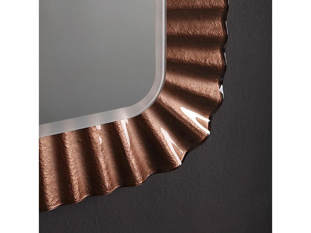 Miroir À Led Avec Cadre En Verre Ondulé Bronze 94X68