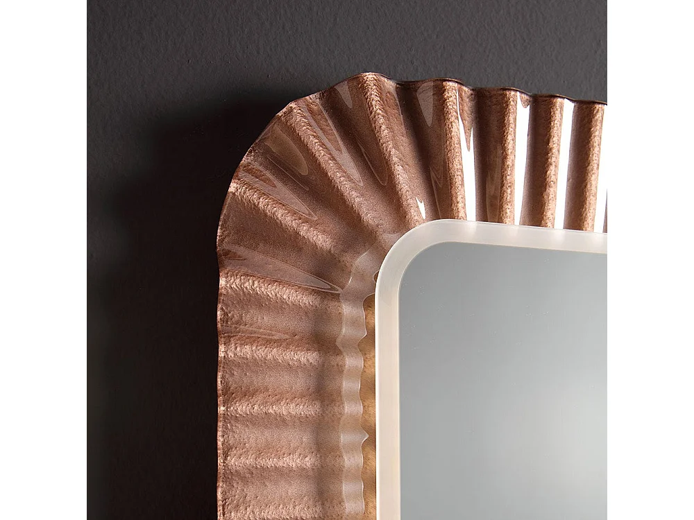Miroir À Led Avec Cadre En Verre Ondulé Bronze 94X68