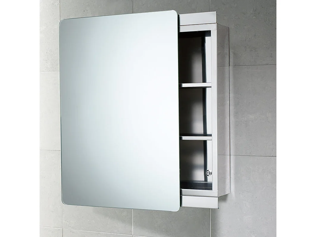 Miroir-Armoire De Salle De Bain Avec Porte Coulissante En Acier 46X66x12 Cm