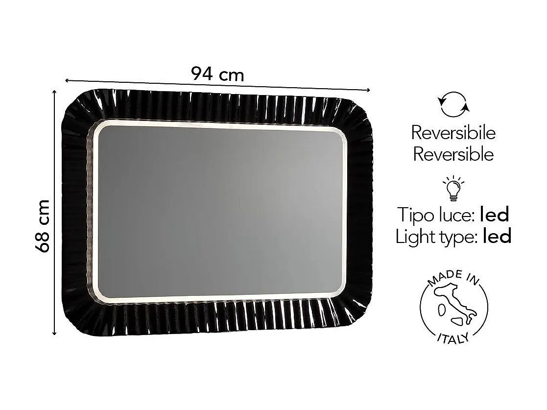 Miroir Avec Vitrine Noire Réversible 94X68