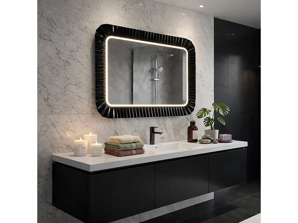 Miroir Avec Vitrine Noire Réversible 94X68