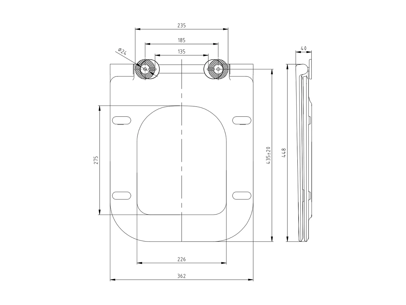 Couvercle De Toilette En Thermoplastique Blanc Brillant De Forme Q