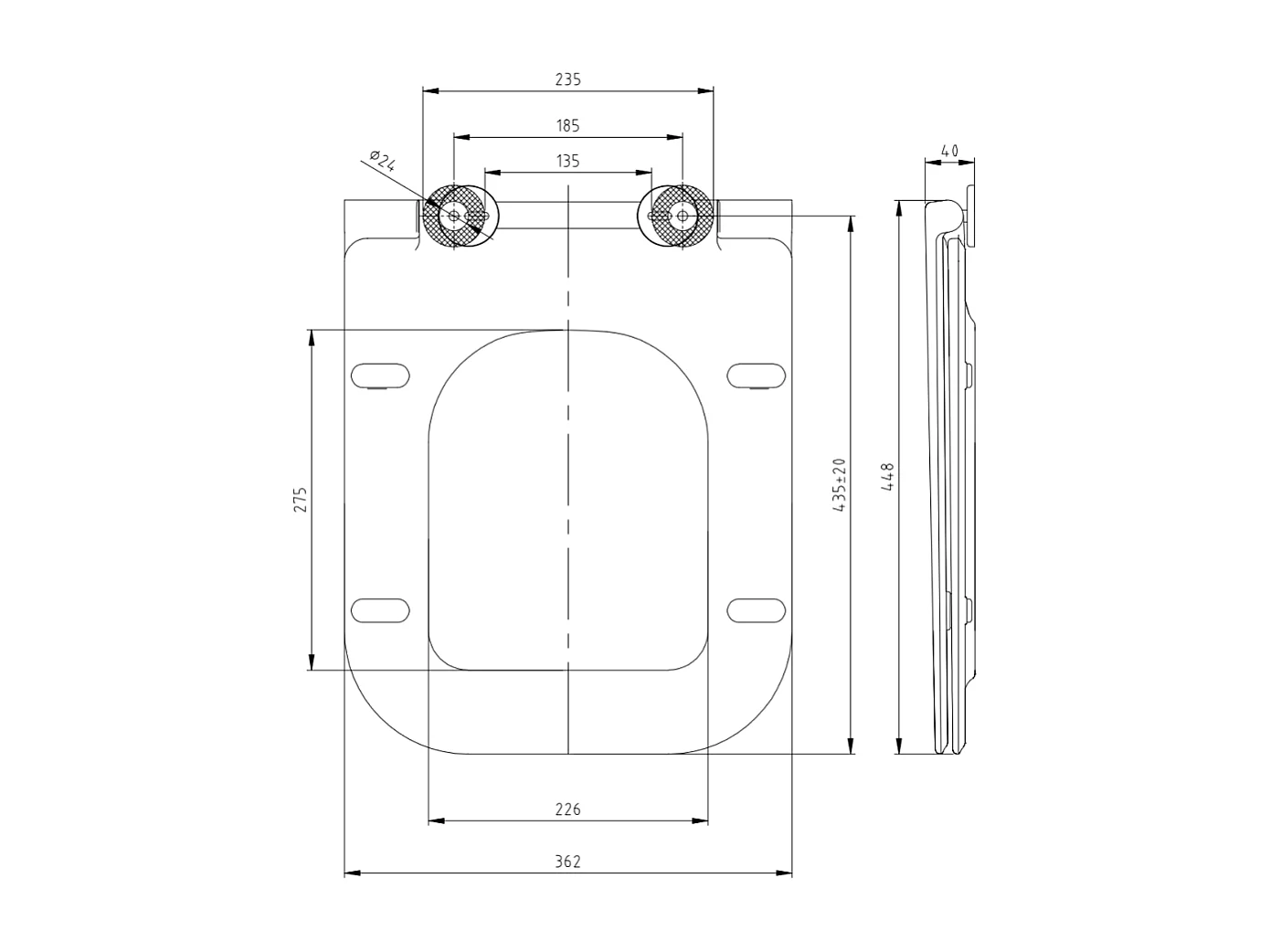 Couvercle De Toilette En Thermoplastique Blanc Brillant De Forme Q