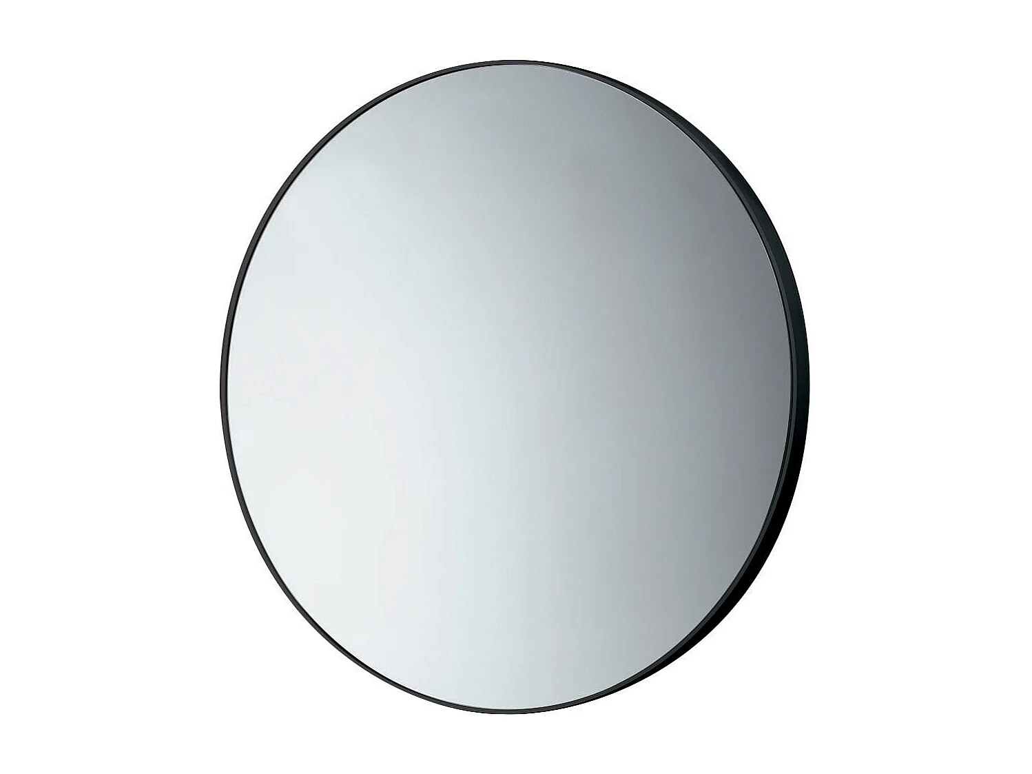 Miroir De Salle De Bain Arrondi 60Cm Avec Corniche En Résine Thermoplastique Noire