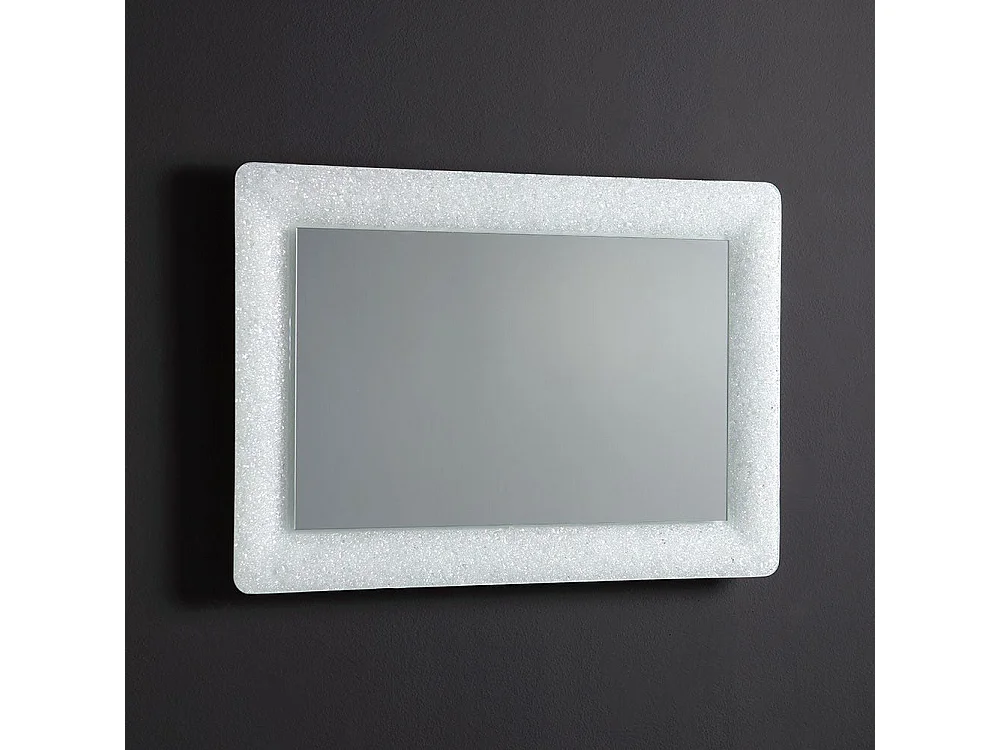 Miroir Blanc Encadré En Verre Fusionné Avec Grit Et Led 90X62