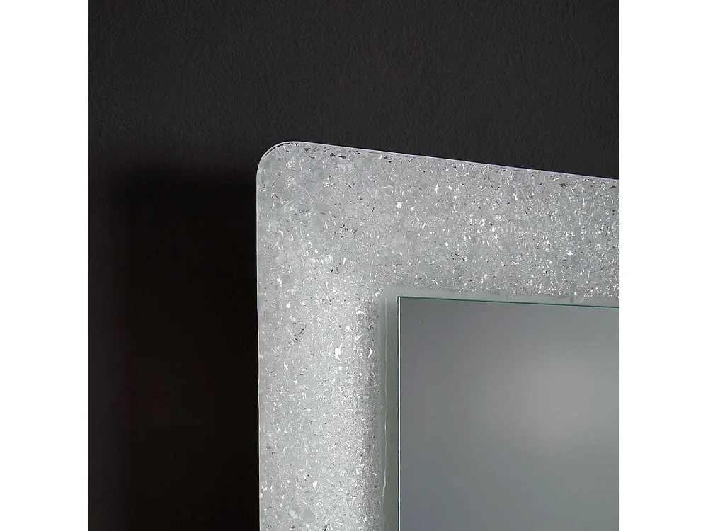 Miroir Blanc Encadré En Verre Fusionné Avec Grit Et Led 90X62