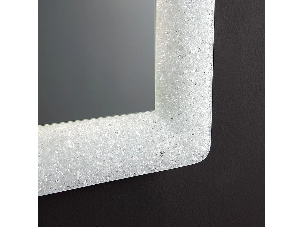 Miroir Blanc Encadré En Verre Fusionné Avec Grit Et Led 90X62