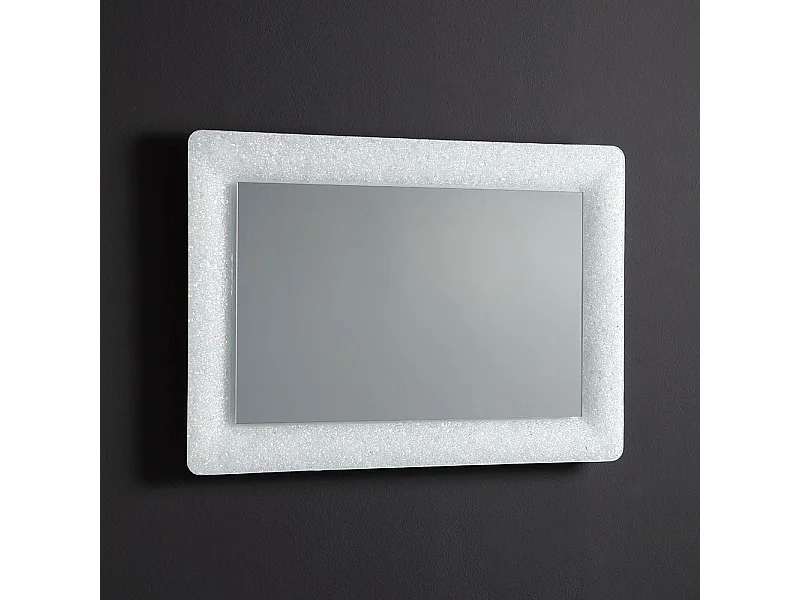 Miroir Blanc Encadré En Verre Fusionné Avec Grit Et Led 90X62
