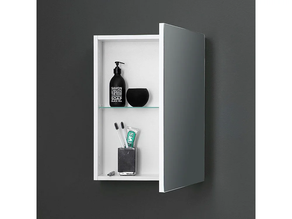 Miroir De Rangement Pour Salle De Bain Avec Une Porte Blanc 45 Cm