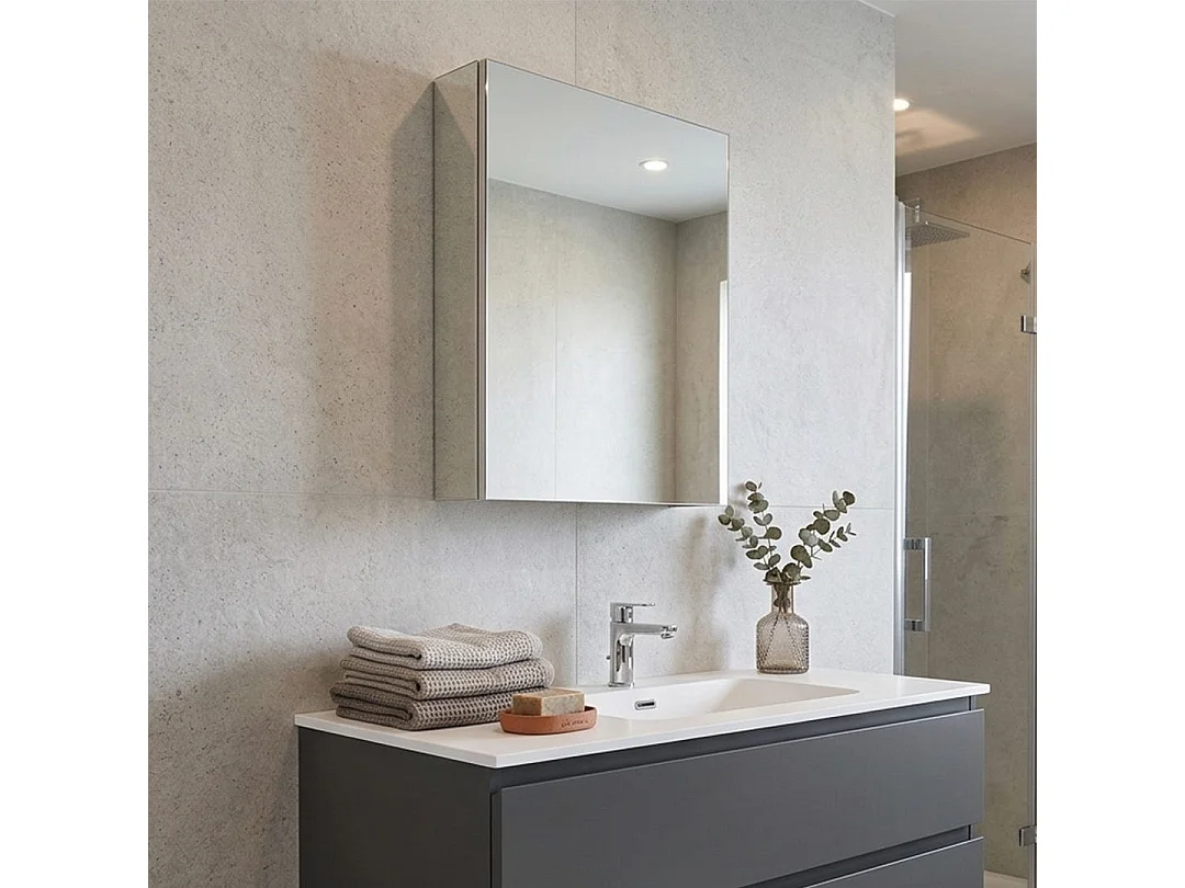 Miroir De Rangement Pour Salle De Bain Avec Une Porte Blanc 45 Cm
