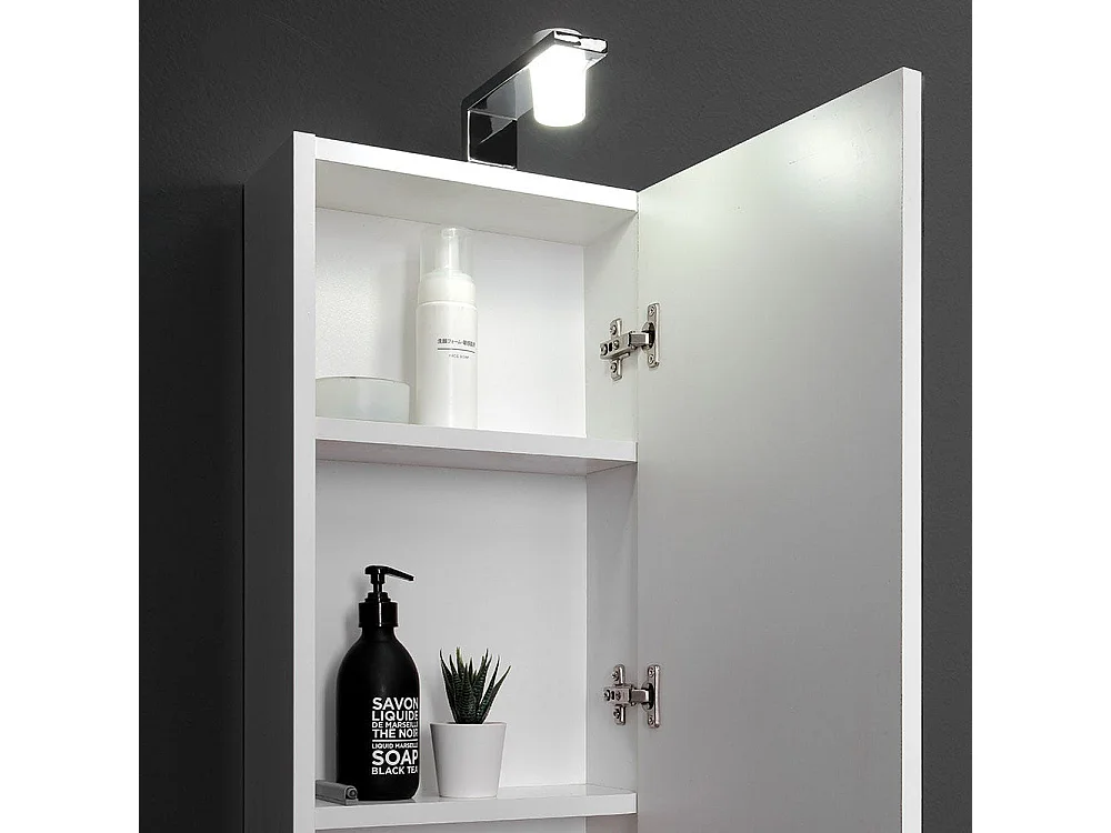 Miroir Blanc À Une Porte, 30 Cm, Avec Lumière