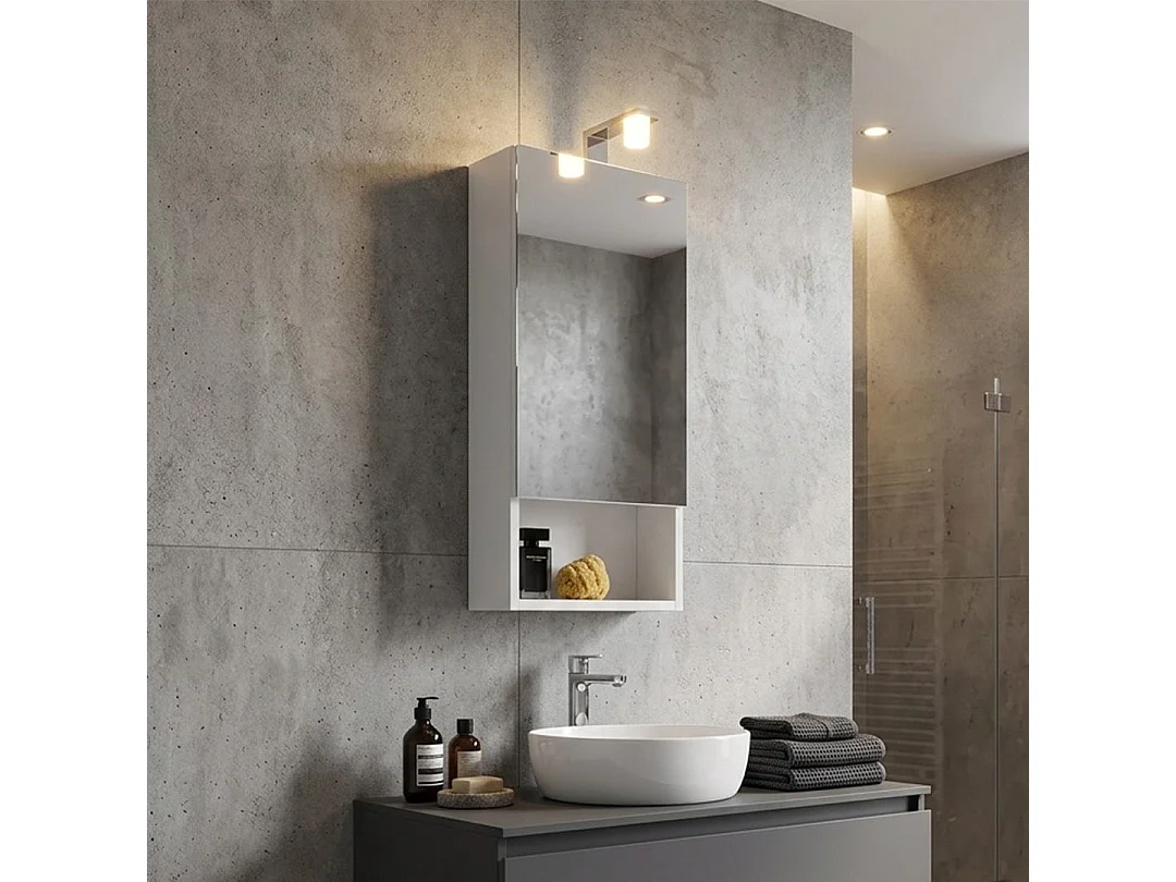 Miroir Blanc À Une Porte, 30 Cm, Avec Lumière