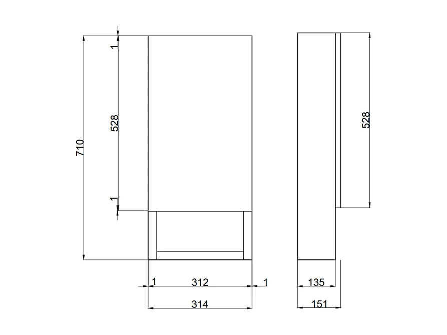 Miroir Blanc À Une Porte, 30 Cm, Avec Lumière