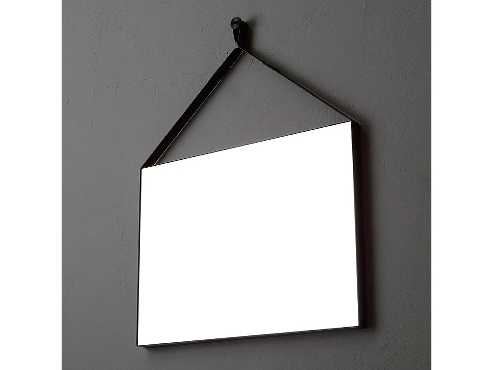 Miroir Rectangulaire 70X50 Cm Avec Cadre En Cuir Noir Pour Salle De Bains