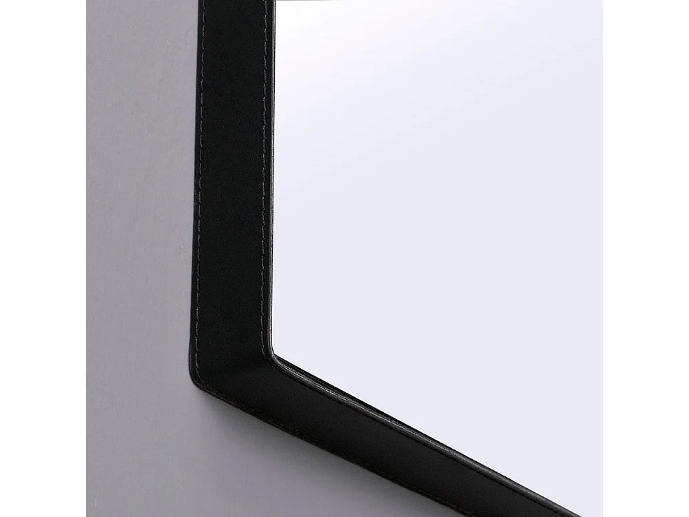 Miroir Rectangulaire 70X50 Cm Avec Cadre En Cuir Noir Pour Salle De Bains
