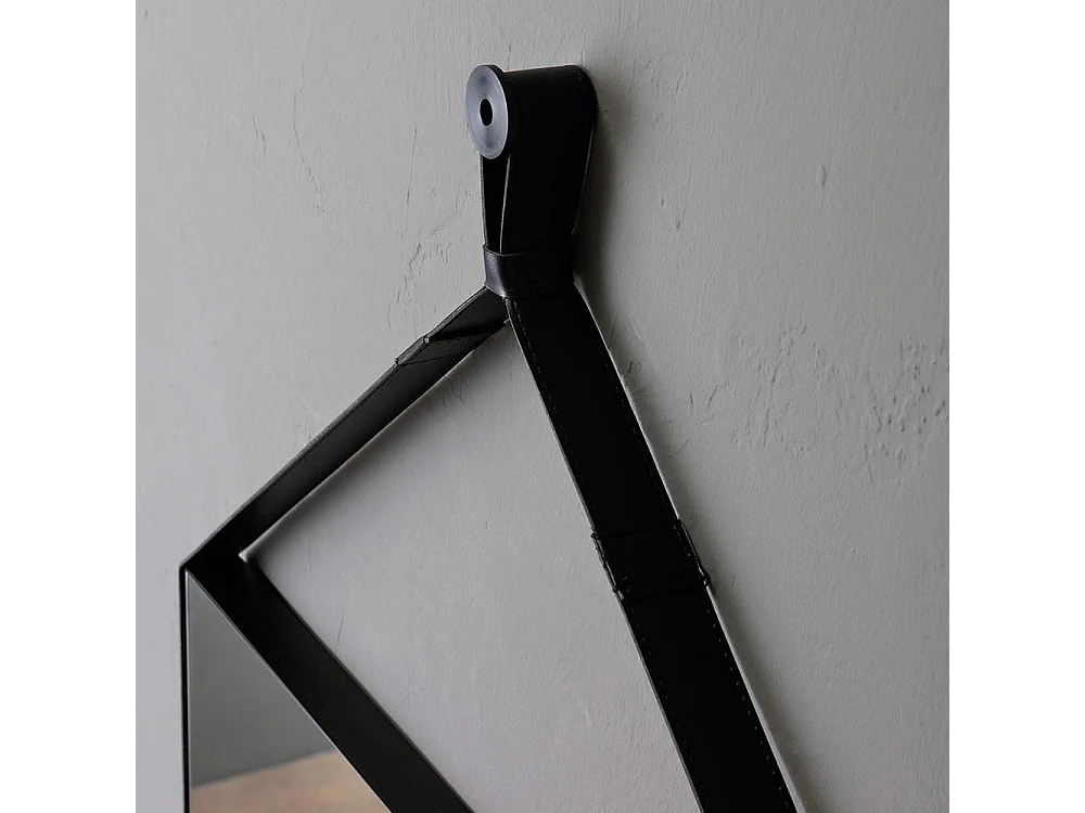 Miroir Rectangulaire 70X50 Cm Avec Cadre En Cuir Noir Pour Salle De Bains