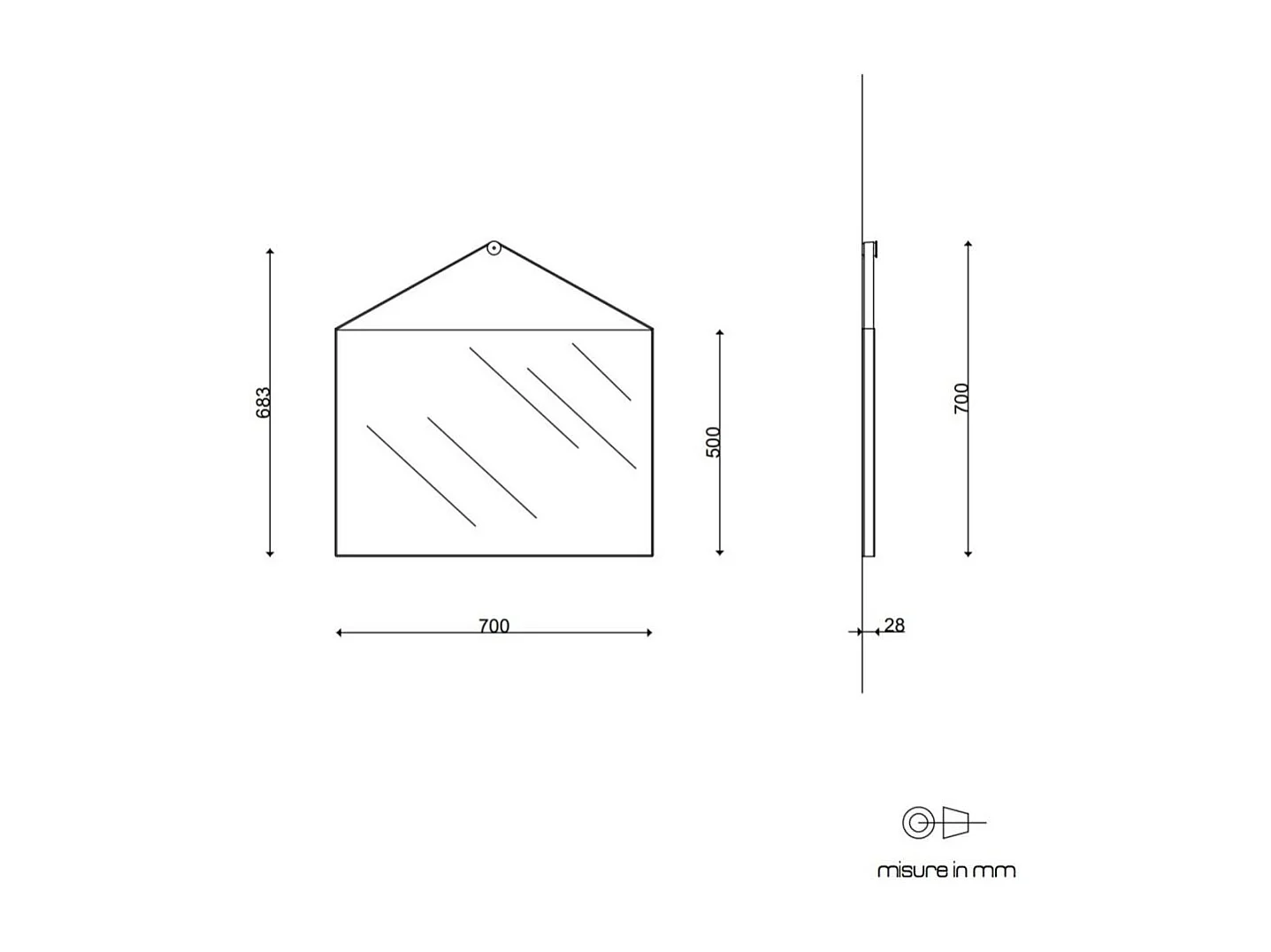 Miroir Rectangulaire 70X50 Cm Avec Cadre En Cuir Noir Pour Salle De Bains