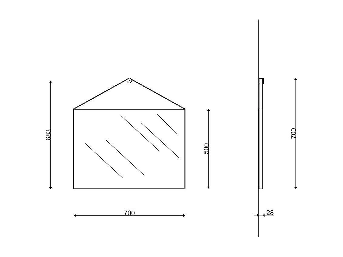 Miroir Rectangulaire 70X50 Cm Avec Cadre En Cuir Noir Pour Salle De Bains