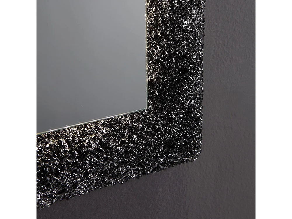 Miroir Noir 90X62 Rétro-Éclairé Par Led, Avec Cadre En Verre Et Gravier