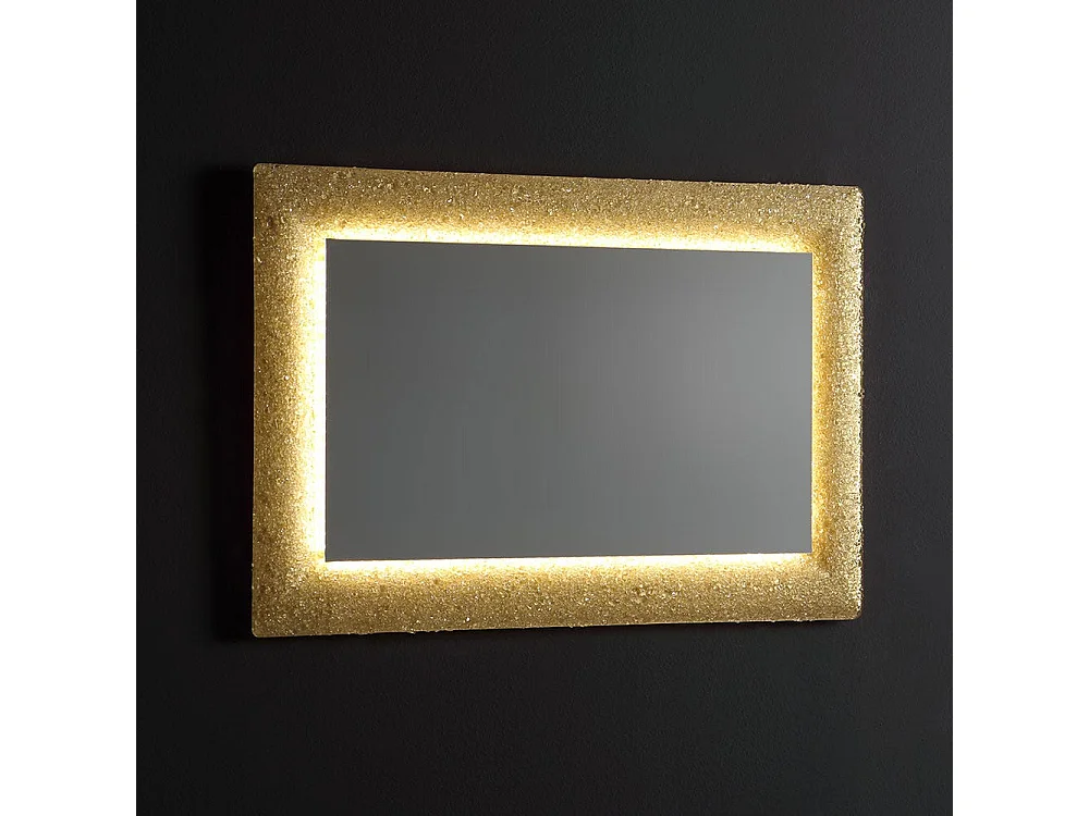 Miroir Avec Cadre En Verre Coulé Avec Grain D'or Réversible 90X62