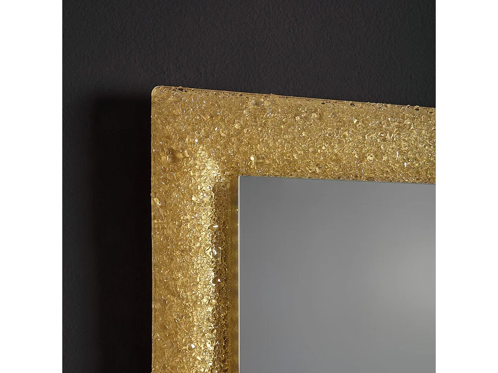 Miroir Avec Cadre En Verre Coulé Avec Grain D'or Réversible 90X62