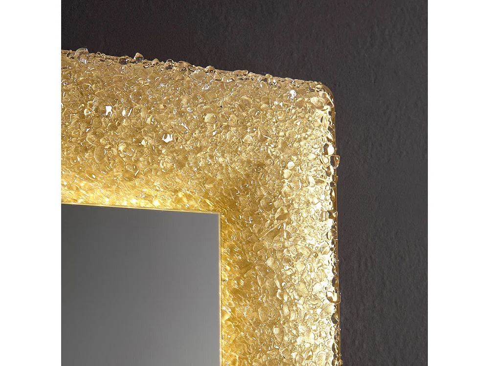 Miroir Avec Cadre En Verre Coulé Avec Grain D'or Réversible 90X62