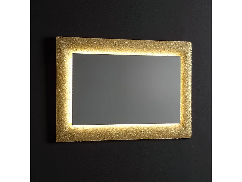 Miroir Avec Cadre En Verre Coulé Avec Grain D'or Réversible 90X62