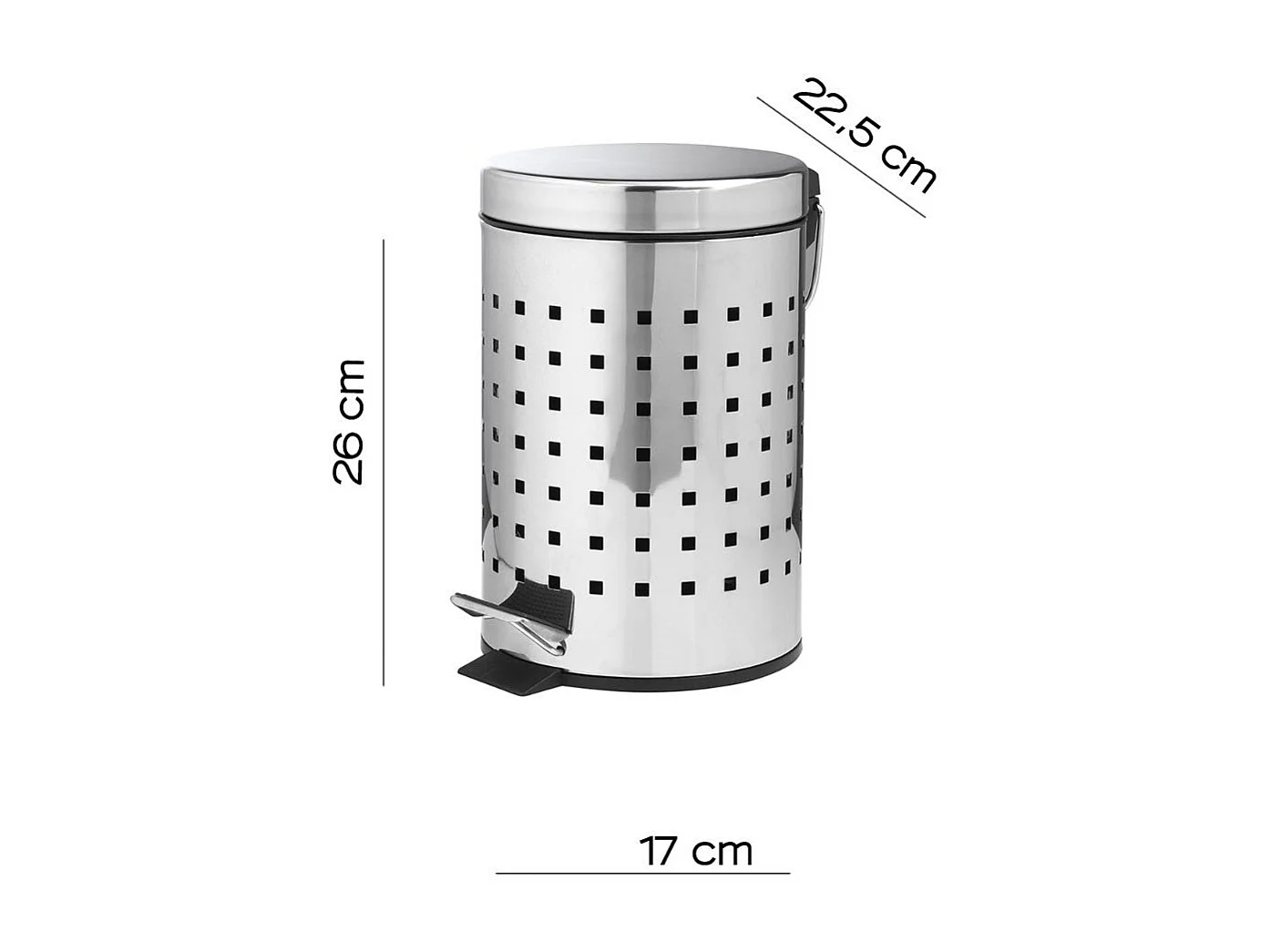 Poubelle Ronde De 3 Litres En Acier Inoxydable À Pédale Pour Salle De Bains