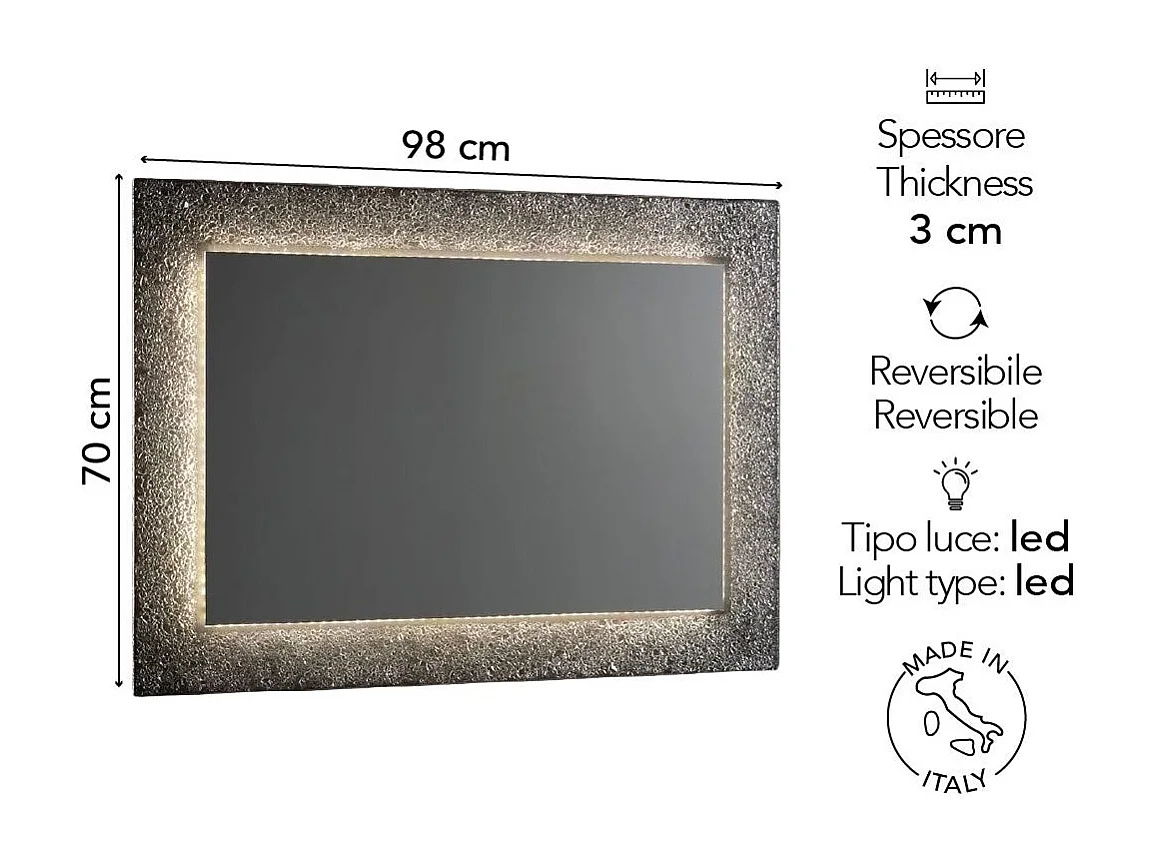 Miroir Avec Cadre Réversible En Perles De Verre Glacé 98X70