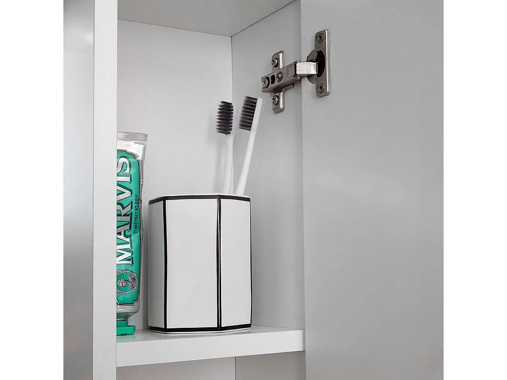 Miroir De Salle De Bain Blanc De 58 Cm, Armoire Murale Avec Porte En Aluminium Et Spots À Led