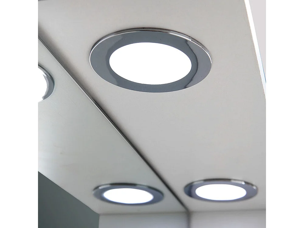 Miroir De Salle De Bain Blanc De 58 Cm, Armoire Murale Avec Porte En Aluminium Et Spots À Led