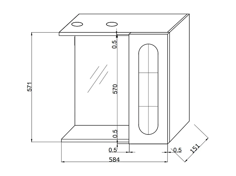 Miroir De Salle De Bain Blanc De 58 Cm, Armoire Murale Avec Porte En Aluminium Et Spots À Led
