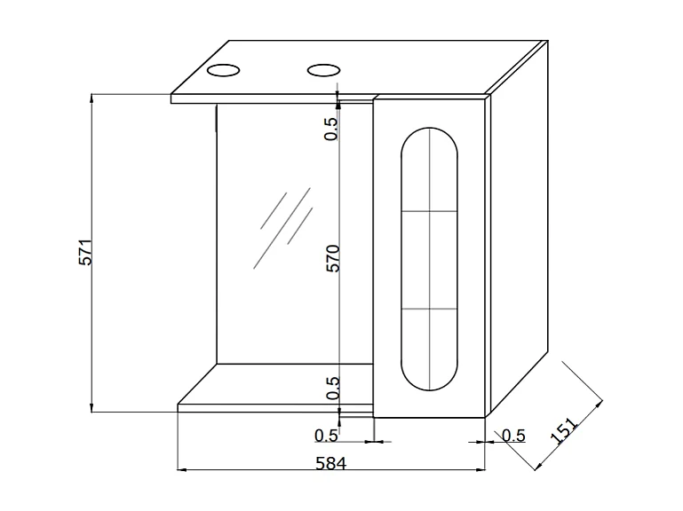 Miroir De Salle De Bain Blanc De 58 Cm, Armoire Murale Avec Porte En Aluminium Et Spots À Led