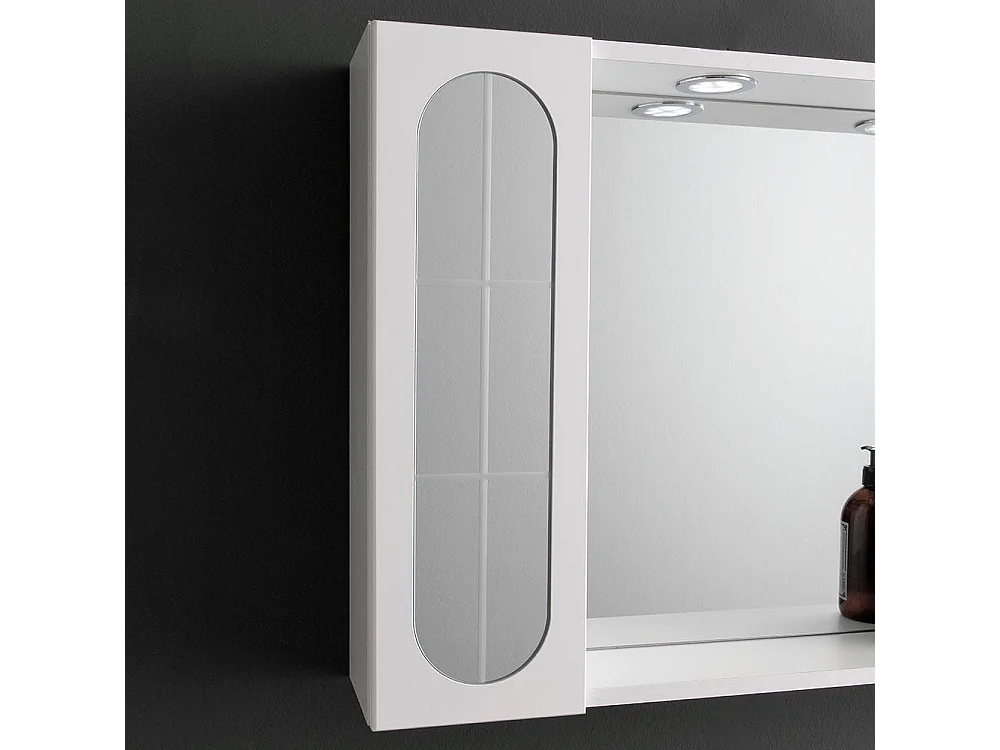 Container Salle De Bain Miroir 92Cm 2 Meubles Muraux Avec Porte Miroir Et Lumière Led