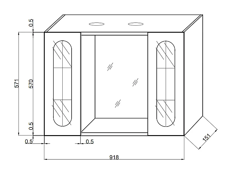 Container Salle De Bain Miroir 92Cm 2 Meubles Muraux Avec Porte Miroir Et Lumière Led