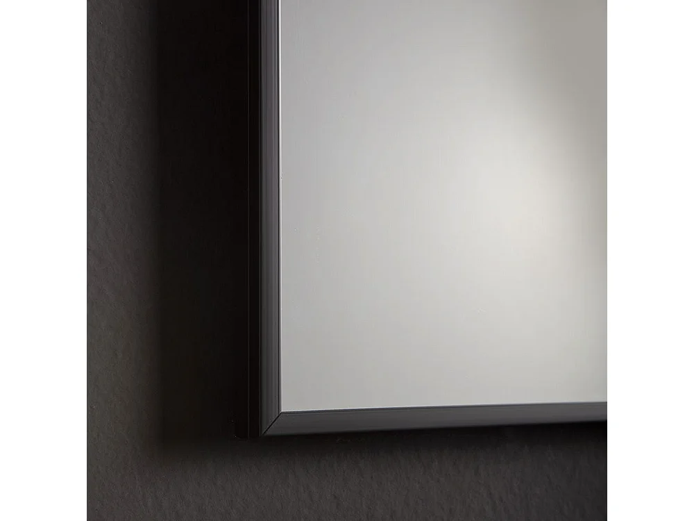 Miroir De Salle De Bain 50X70 Avec Bande Rétro-Éclairée Par Led Cadre Noir Mat