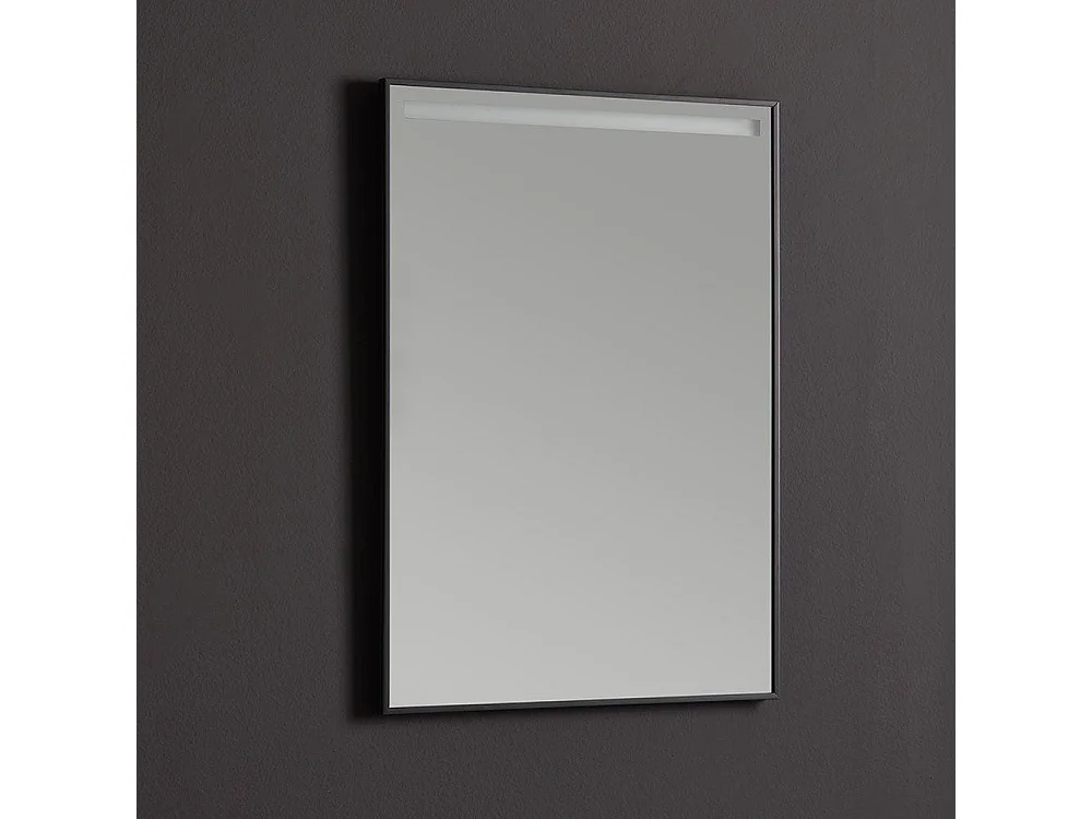 Miroir De Salle De Bain 50X70 Avec Bande Rétro-Éclairée Par Led Cadre Noir Mat