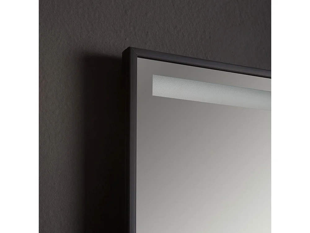 Miroir De Salle De Bain 50X70 Avec Bande Rétro-Éclairée Par Led Cadre Noir Mat