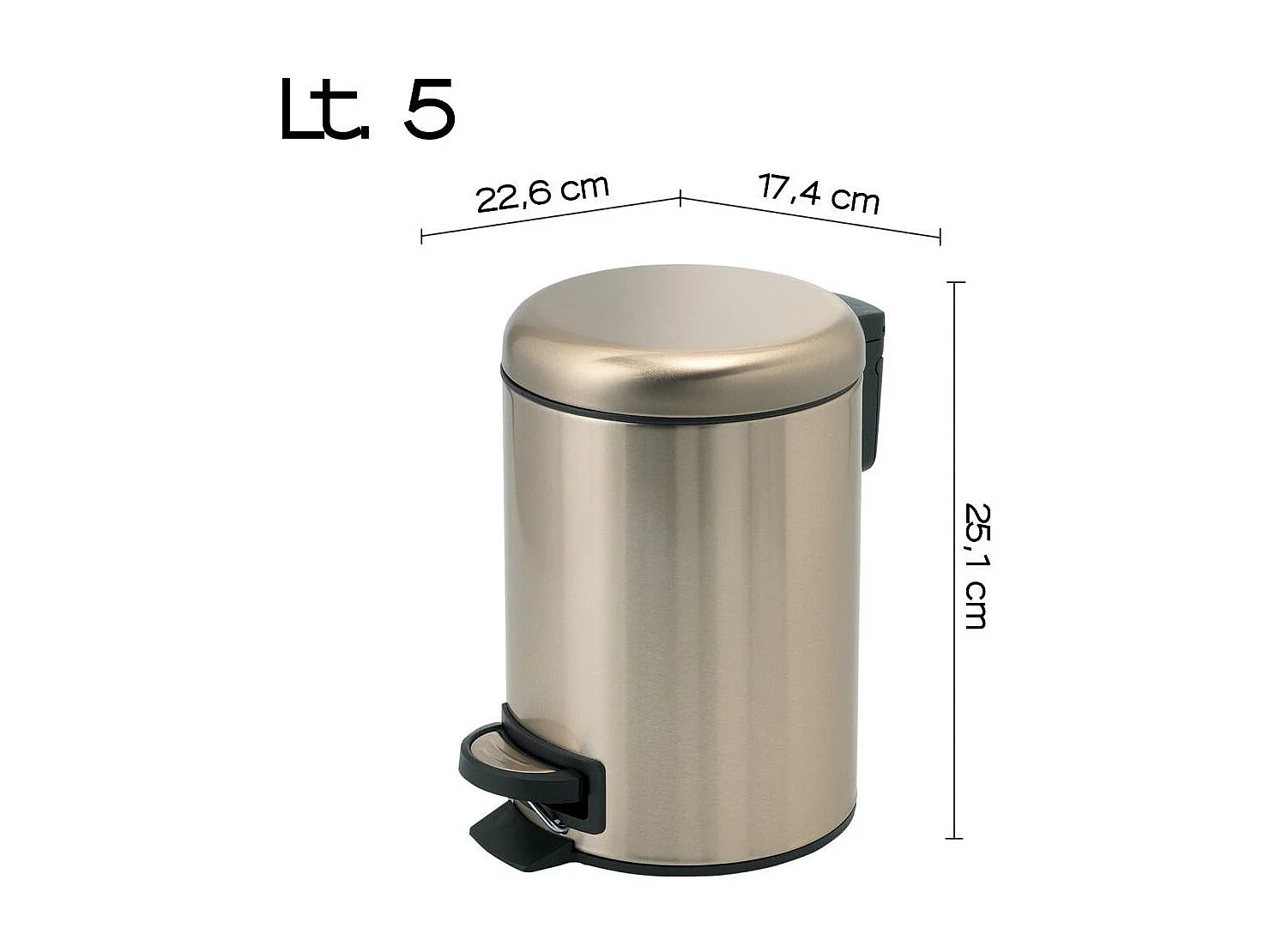 Poubelle De Salle De Bains Ronde En Acier Inoxydable À Fermeture Souple De 5 Litres | Papaya