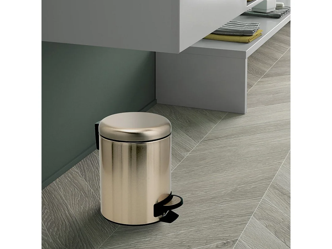 Poubelle De Salle De Bains Ronde En Acier Inoxydable À Fermeture Souple De 5 Litres | Papaya