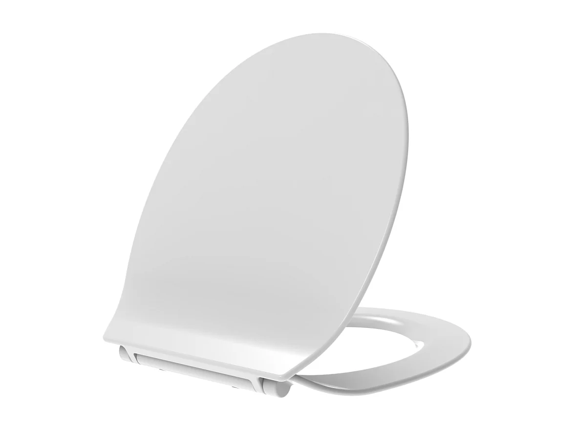 Couvercle De Toilette Universel À Fermeture Douce En Thermoplastique Blanc