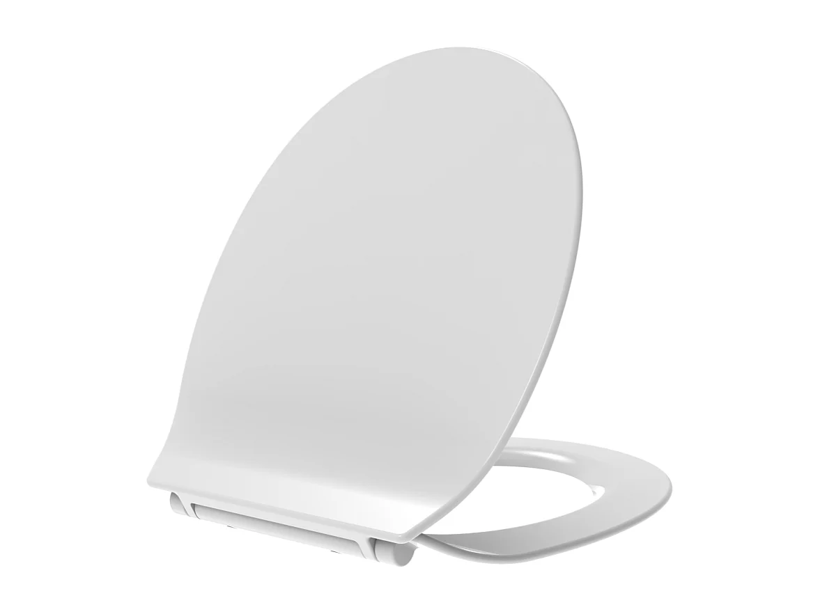 Couvercle De Toilette Universel À Fermeture Douce En Thermoplastique Blanc