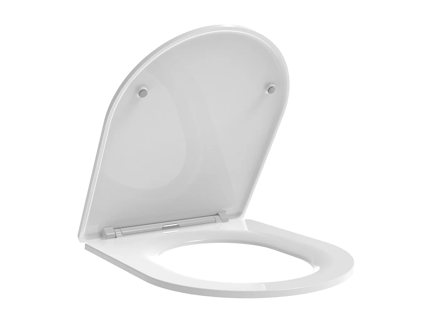 Couvercle De Wc En Thermoplastique Blanc Brillant Avec Fermeture Douce